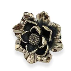 Antique Silver 3D Flower Statement Wrap Ring - NWT Adjustable